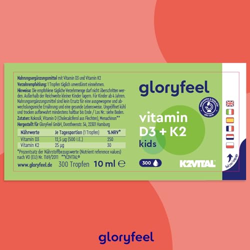 Vitamin D3 K2 Tropfen (10 Monate) - 100% Vegan für Kinder - Premium: K2VITAL® - 25µg Vitamin K + 500 IE D3 - Immunsystem, Knochen & Zähne* - Für Kinder ab 4 Jahren - Laborgeprüft, ohne Zusätze - Bild 4