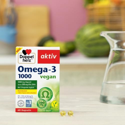 Doppelherz Omega-3 1000 vegan - Hochdosierte Omega-3-Fettsäuren EPA & DHA aus pflanzlichem Algenöl - 60 kleine & vegane Kapseln - Bild 4