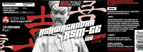 Big Zone Ashwagandha KSM-66® (120 Kapseln) - patentiertes KSM-66® - Vollspektrum -Extrakt mit 5% Withanoliden - Bild 3