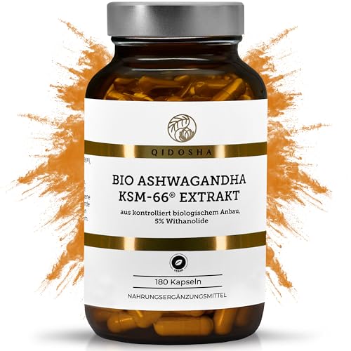 QIDOSHA® Bio Ashwagandha KSM-66® Extrakt, 180 Kapseln, 5% Withanolide, 600mg je Tagesportion - Bild 3