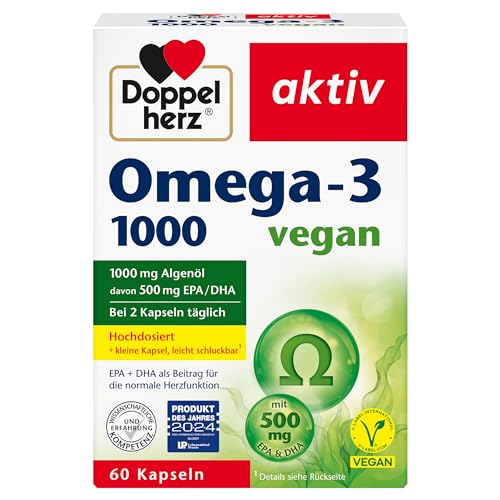 Doppelherz Omega-3 1000 vegan - Hochdosierte Omega-3-Fettsäuren EPA & DHA aus pflanzlichem Algenöl - 60 kleine & vegane Kapseln - Bild 3