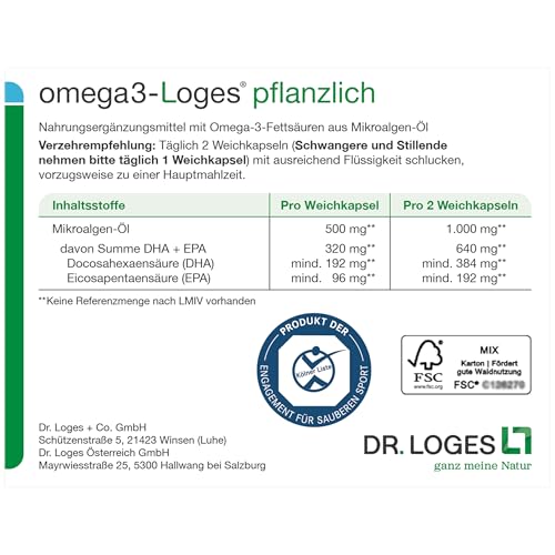 omega3-Loges® pflanzlich - 120 Kapseln - Nahrungsergänzungsmittel mit Omega-3-Fettsäuren aus Mikroalgen-Öl - Bild 4
