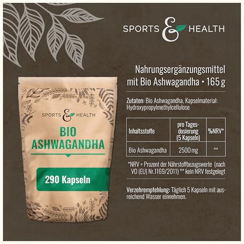 BIO Ashwagandha Kapseln hochdosiert - 290 Ashwagandha Bio Kapseln - Ashwagandha Hochdosiert Ashwaganda - Aus Biologischem Anbau - Bild 4