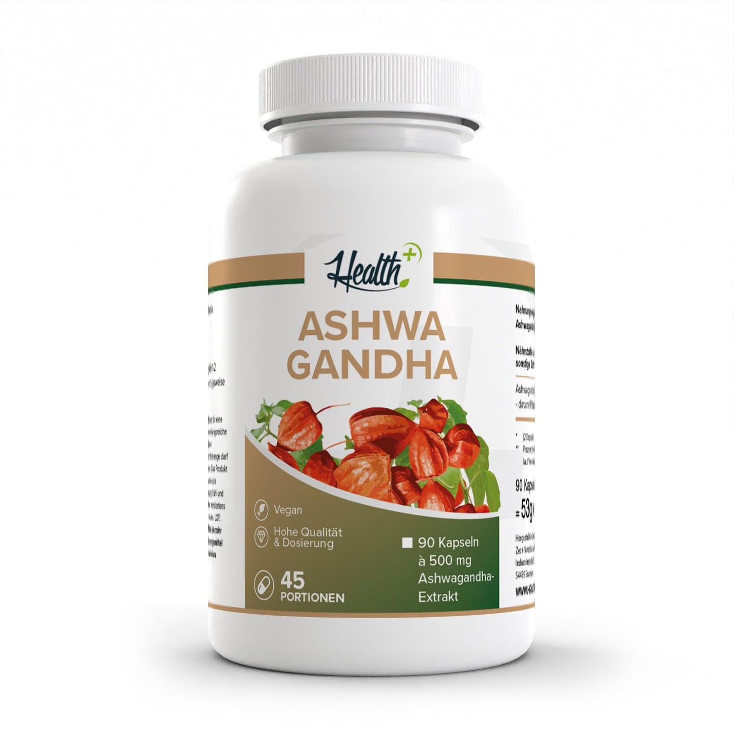 Zec+ Nutrition Health+ Ashwagandha - 90 Kapseln hochdosiert, indischer Ginseng aus der Ayurveda, Made in Germany - Bild 1