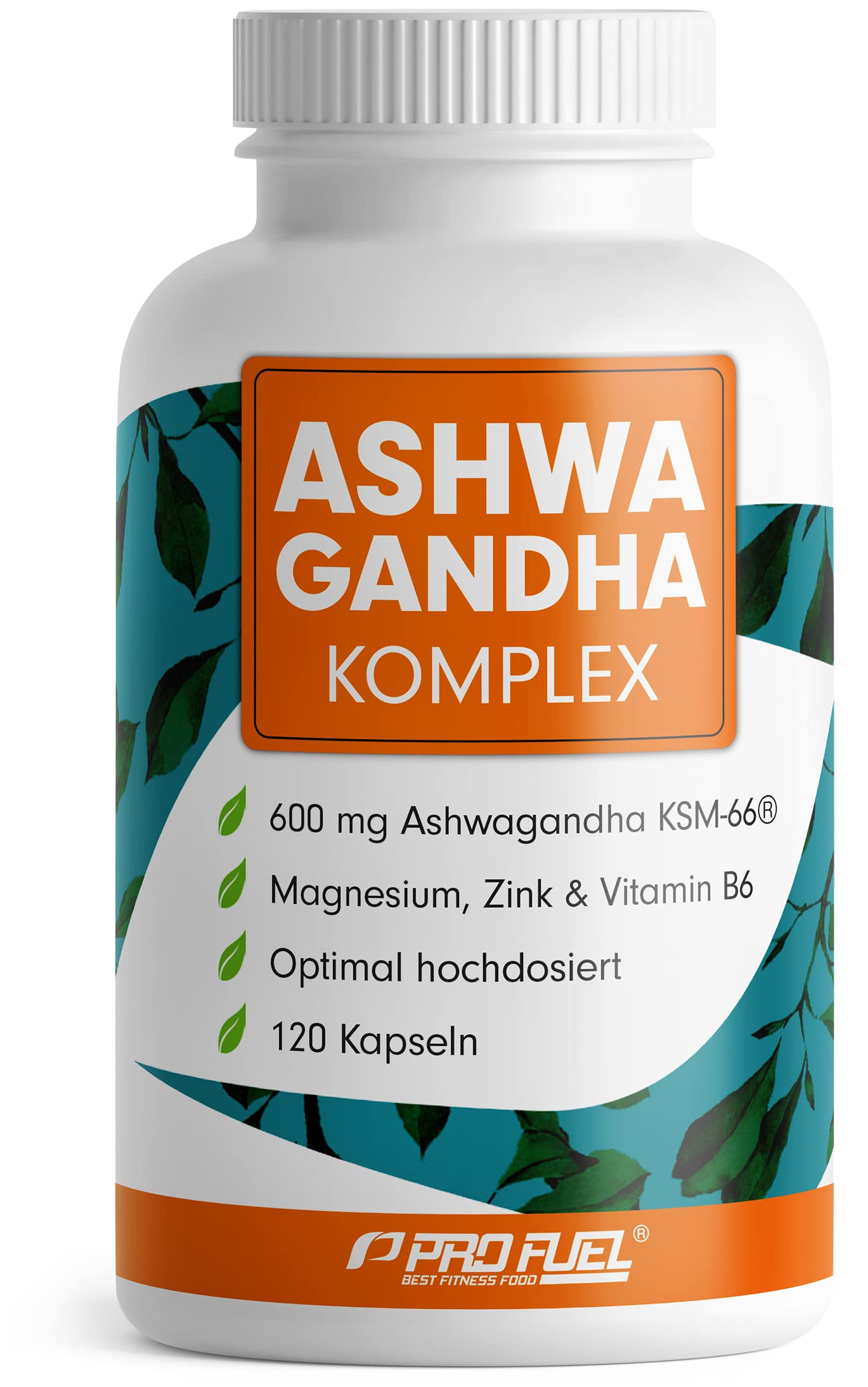 Ashwagandha Kapseln hochdosiert 120x - 600 mg Ashwagandha KSM-66® pro Tag - Komplex mit Ashwagandha-Wurzelextrakt, Magnesium, Zink, Vitamin B6 und Piperin - laborgeprüft mit Zertifikat - 100% vegan - Bild 1