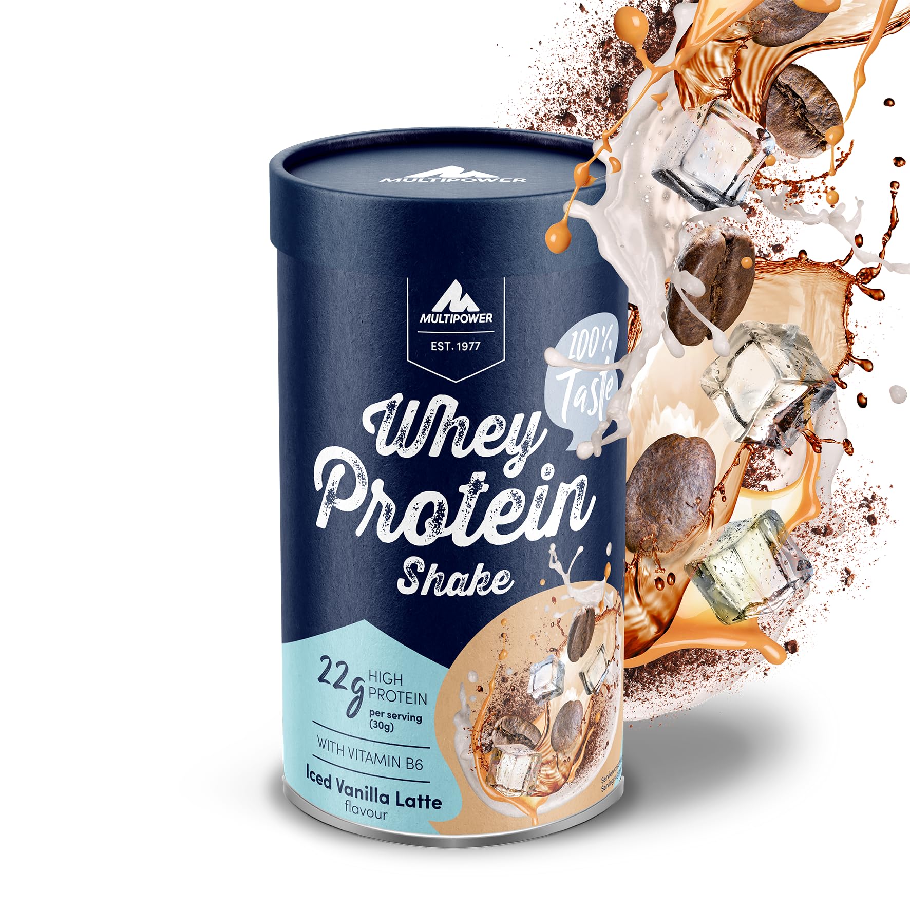 Multipower Whey Protein Shake Pulver 420g, Protein Pulver mit Iced Vanilla Latte Geschmack und Vitamin B6, ideal zur Regeneration des Körpers nach dem Sport - Bild 1